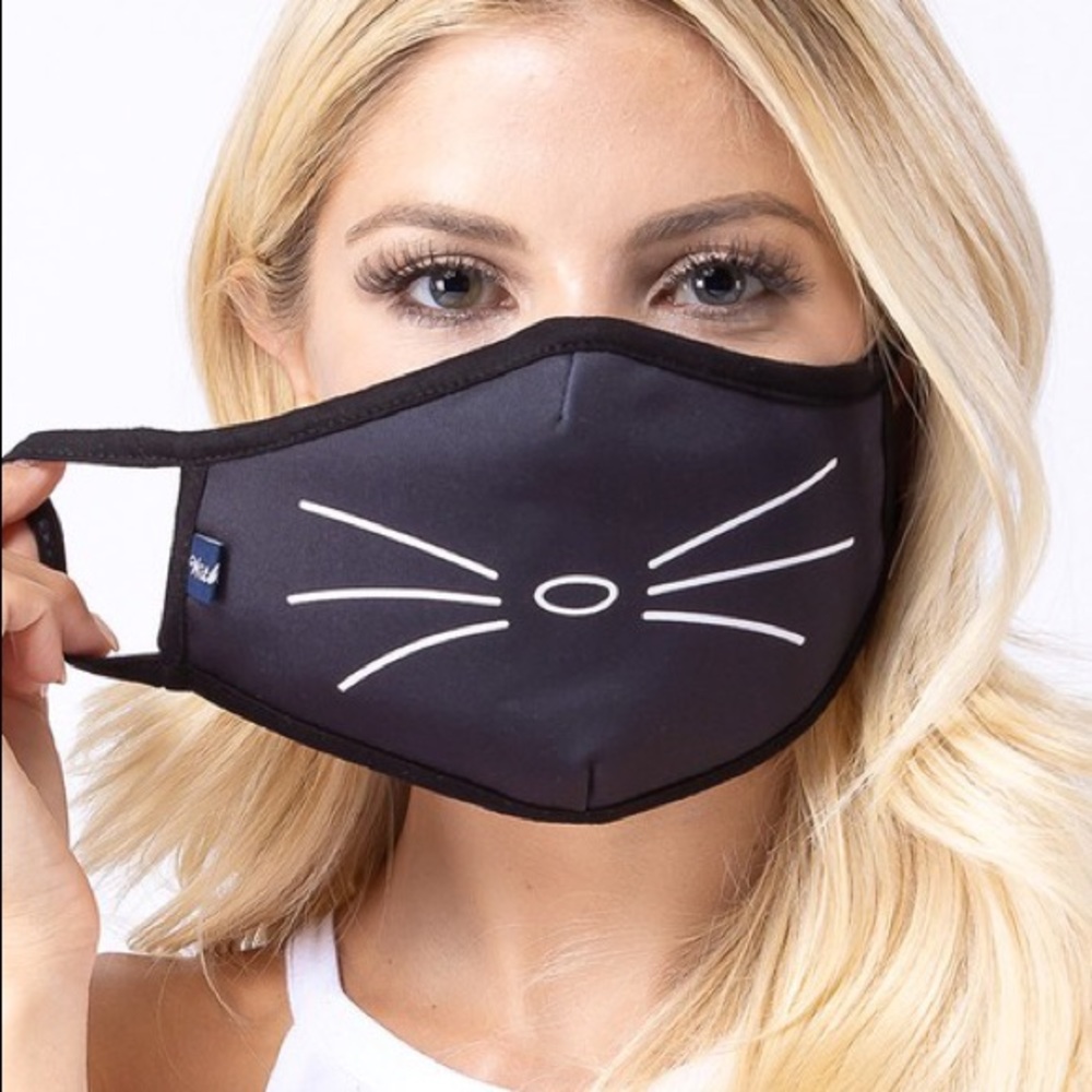 Available Now! Kitty Whiskers Washable Face Mask - Picture 3 of 9
